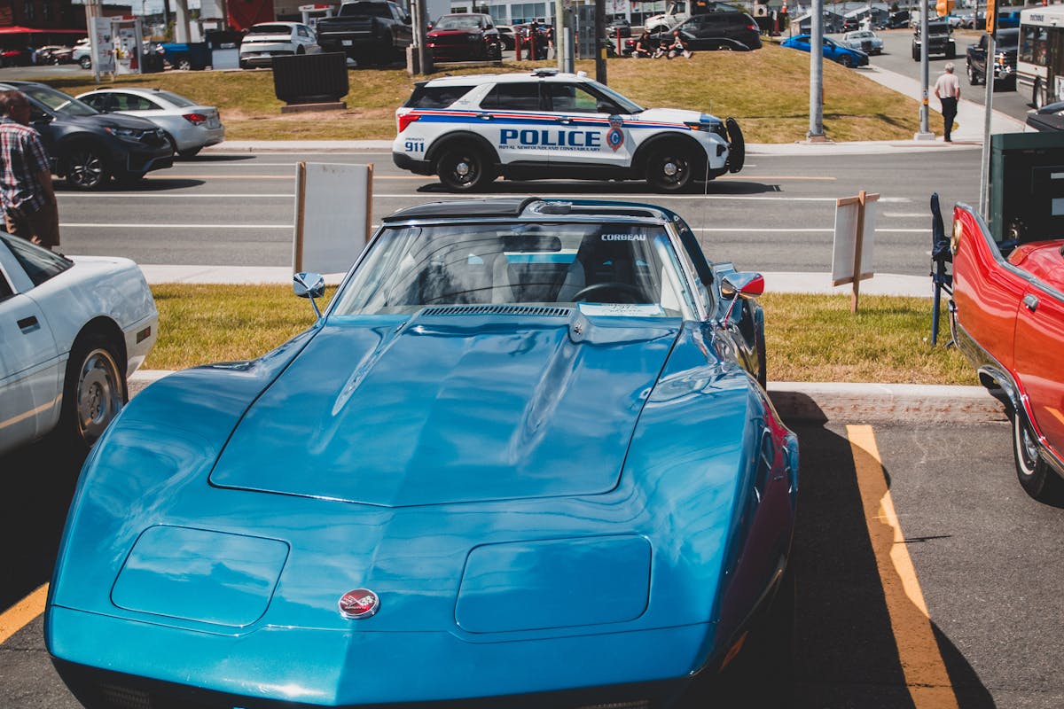 Blue Vintage Chevrolet Corvette