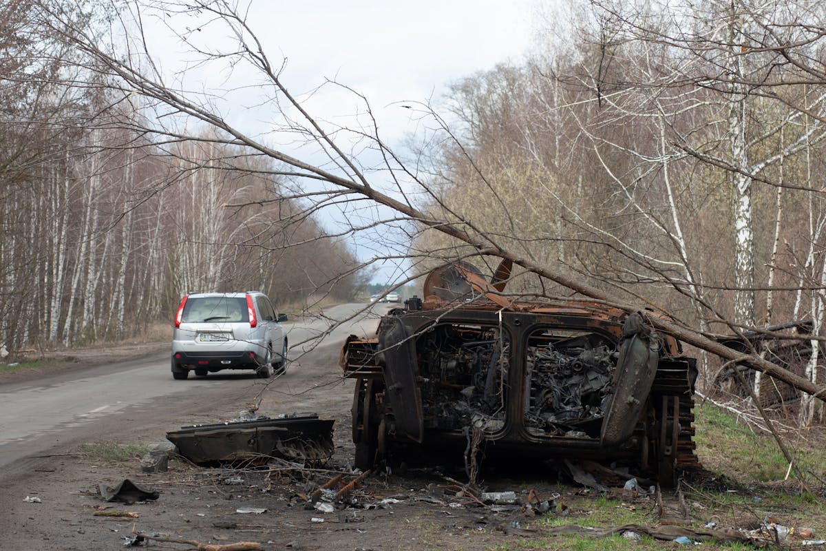 Burnt Car on a Roadside