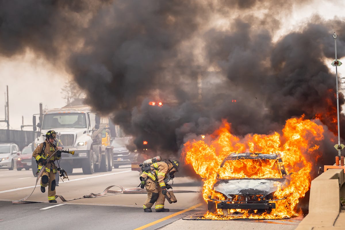 Firefighters Putting Out the Fire