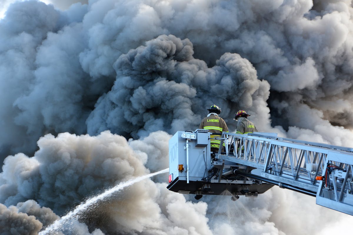 Heroic Firefighters Battling Massive Smoke Clouds