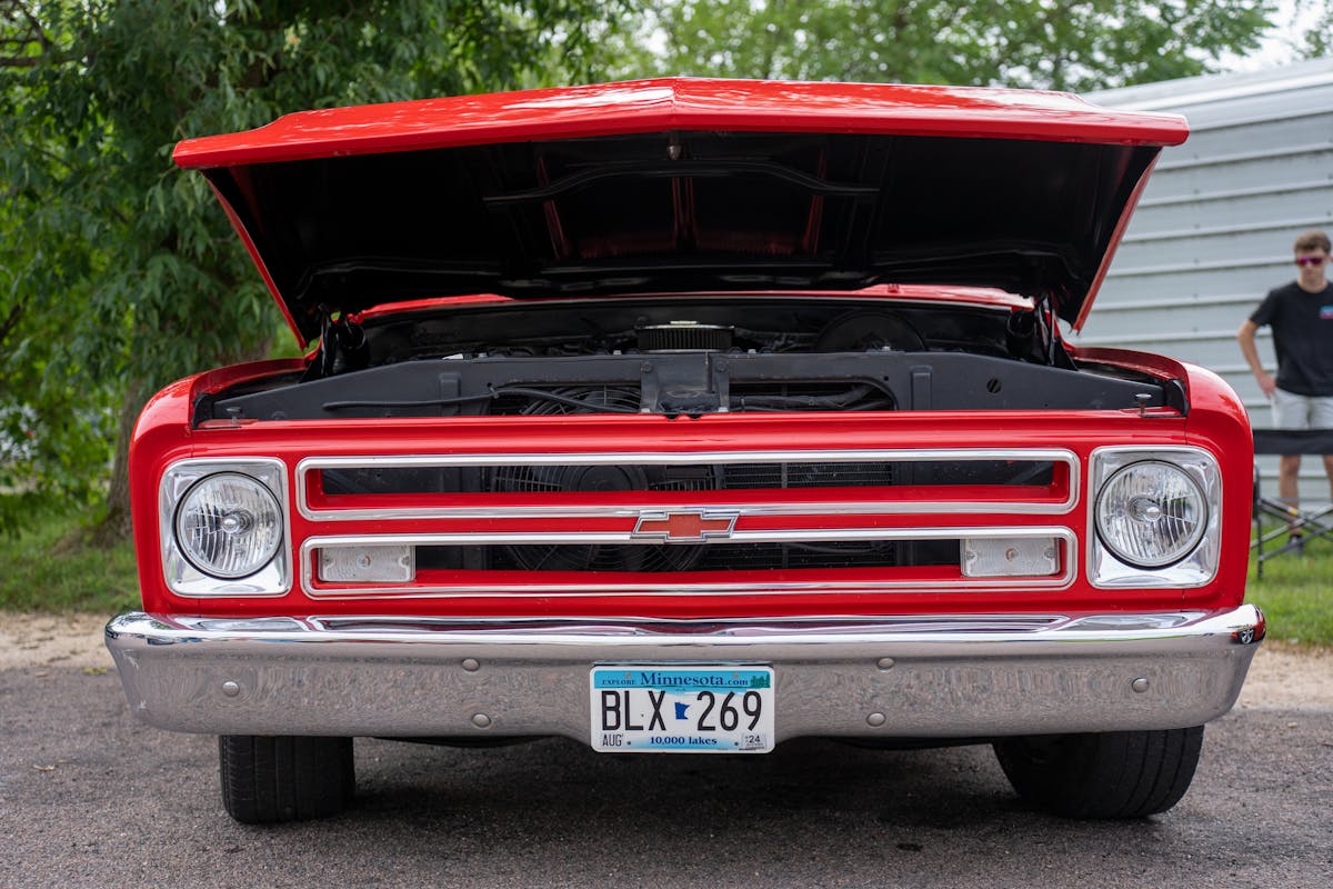 Red Chevrolet CK with Open Hood