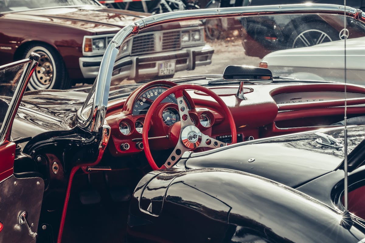 Vintage Car with Red Interior