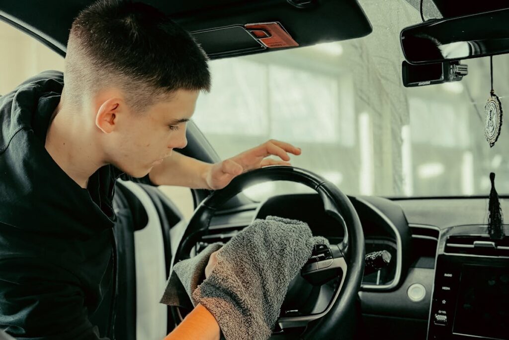 Cleaning the car