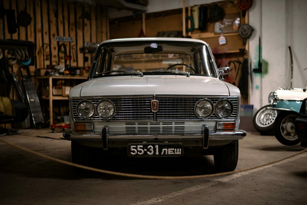 Close up of White VAZ-2103
