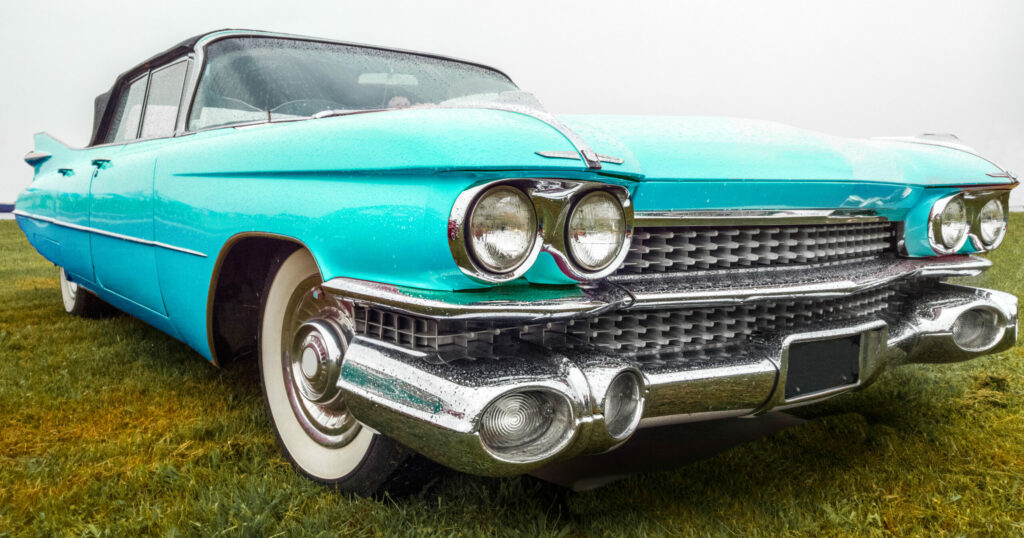 Green classis american car from the fifties